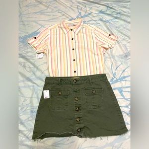 shirt and skirt. Color green